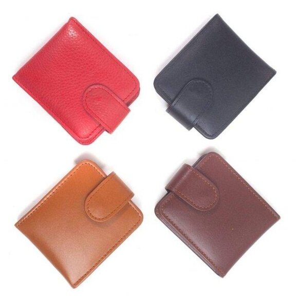 Bella Full Grain Leather Double Lipstick Case Holder with Mirror 4 Color's - Picture 5 of 9